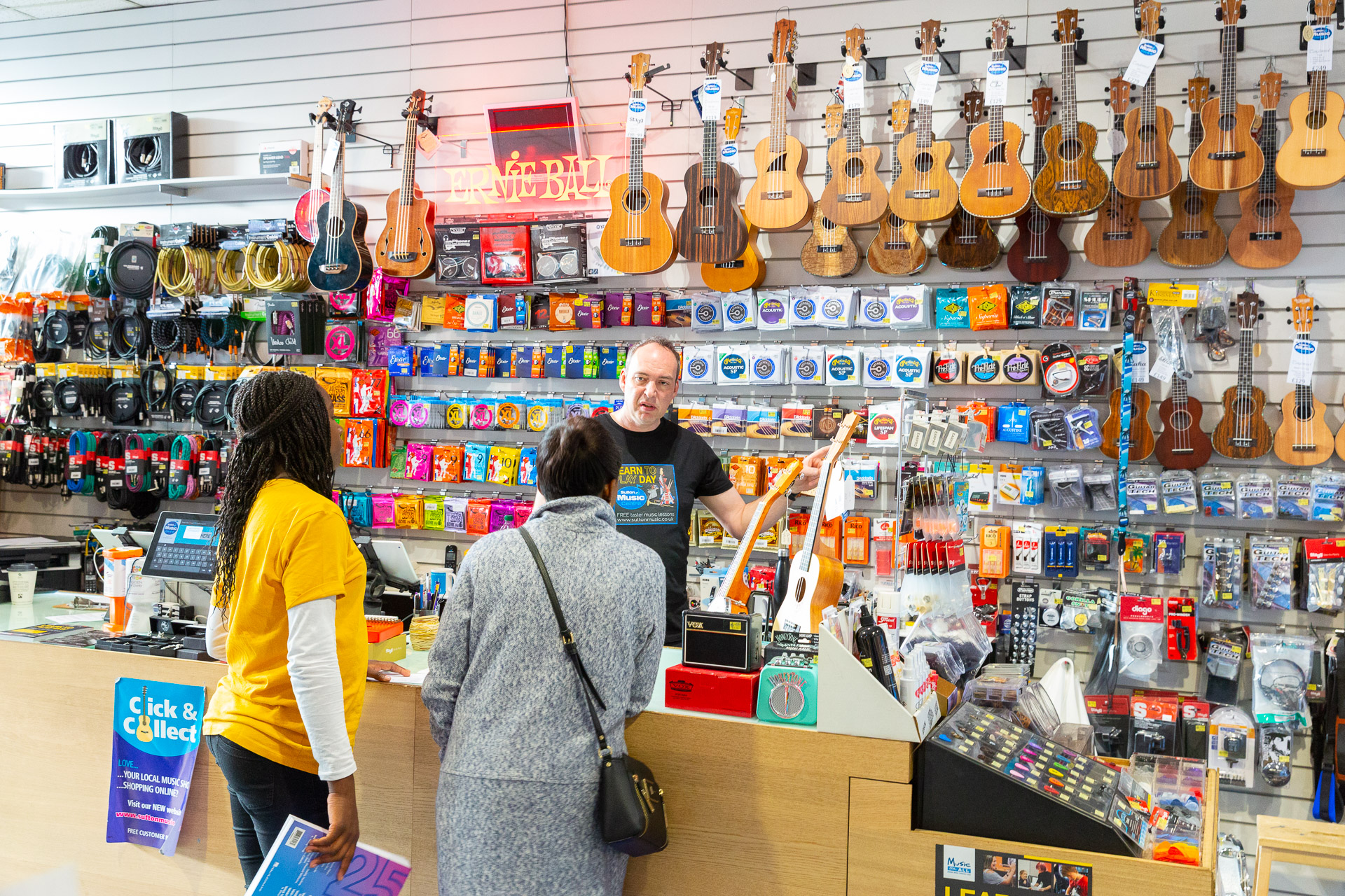Customer buying a musical instrument