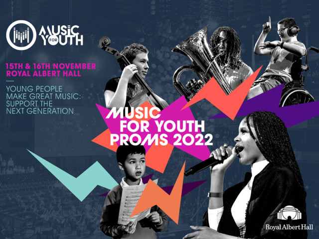 Music for Youth Proms 2022. Various children singing and playing instruments